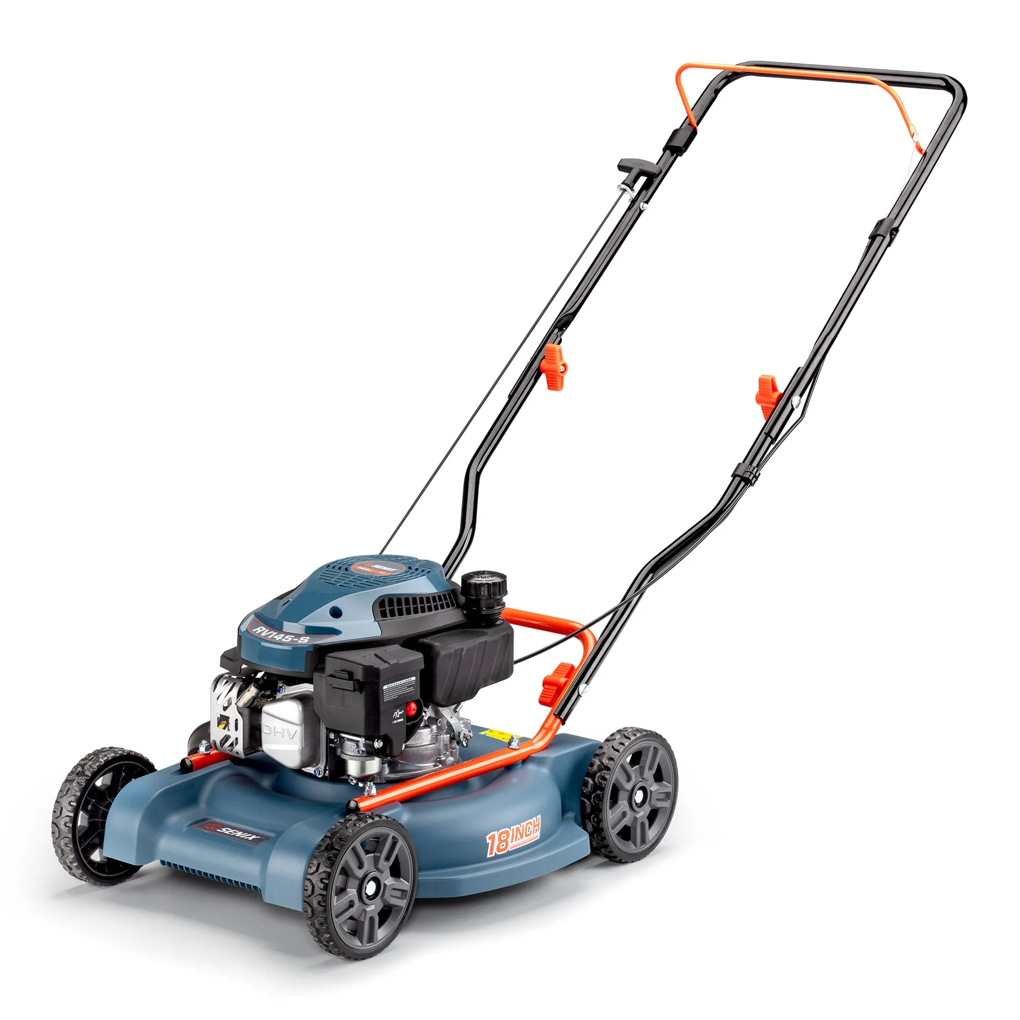 18-Inch 144cc Gas Powered Push Lawn Mower with Side Discharge, LSPG-L1