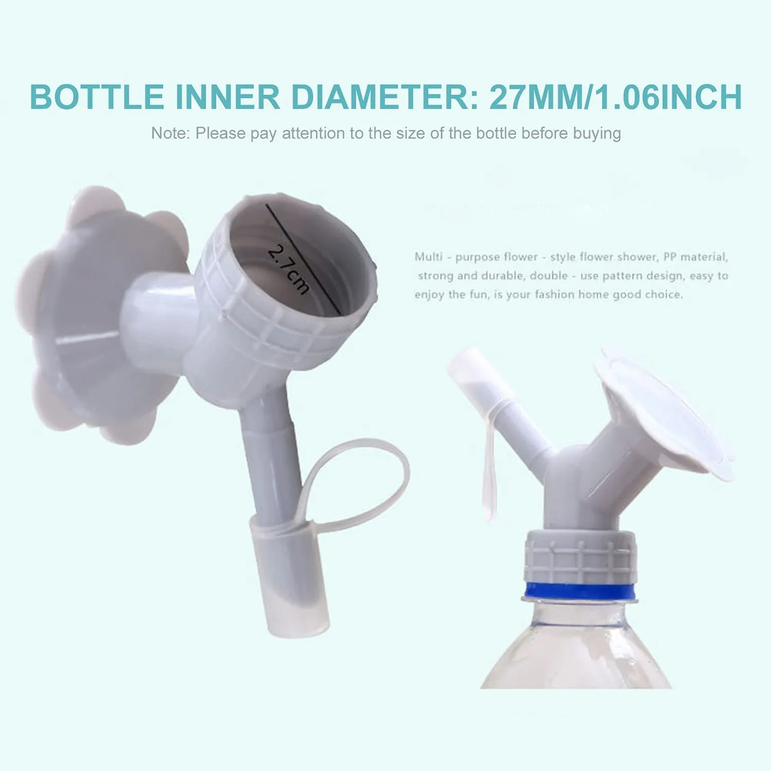 2 in 1 Bottle Cap Sprinkler Dual Head Bottle Watering Spout Double Ended Bottle Watering Nozzle  Watering Can Nozzle for Indoor Seedlings Plant Garden Tool