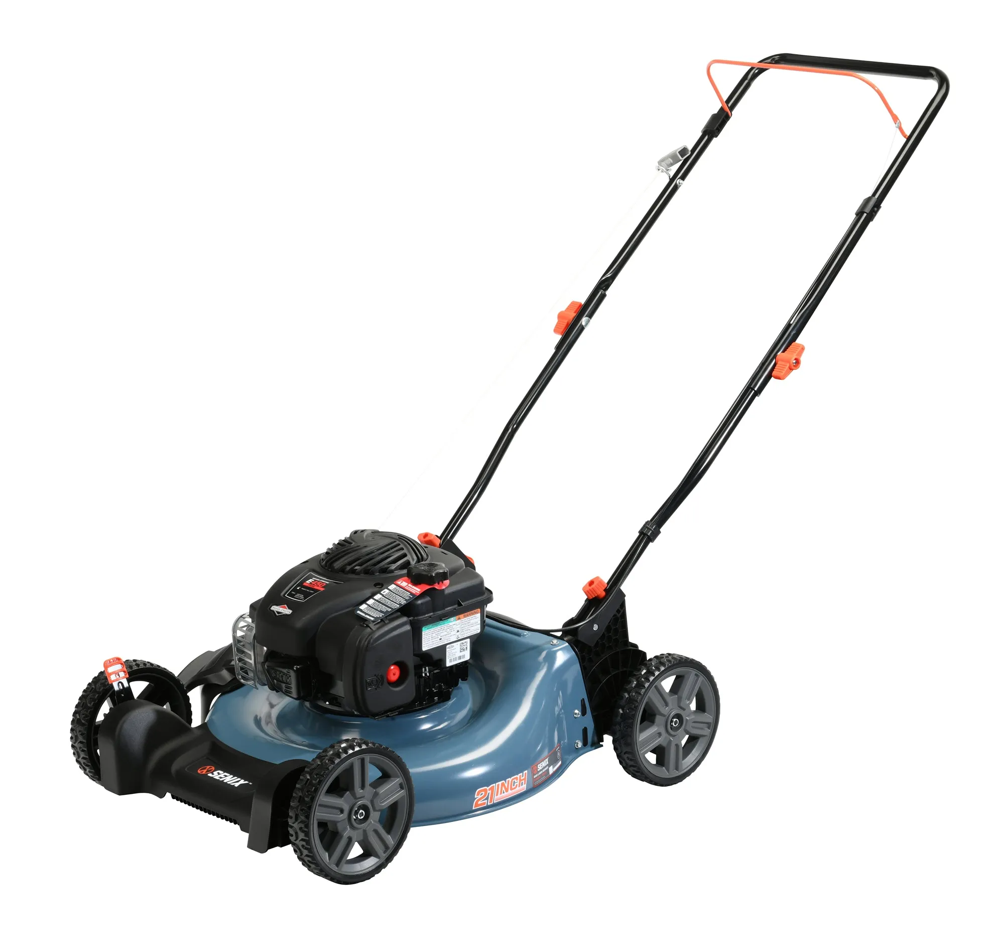 21-Inch 125cc Gas Powered 4-Cycle Push Lawn Mower, 2-In-1, Mulch and Side Discharge, LSPG-M3