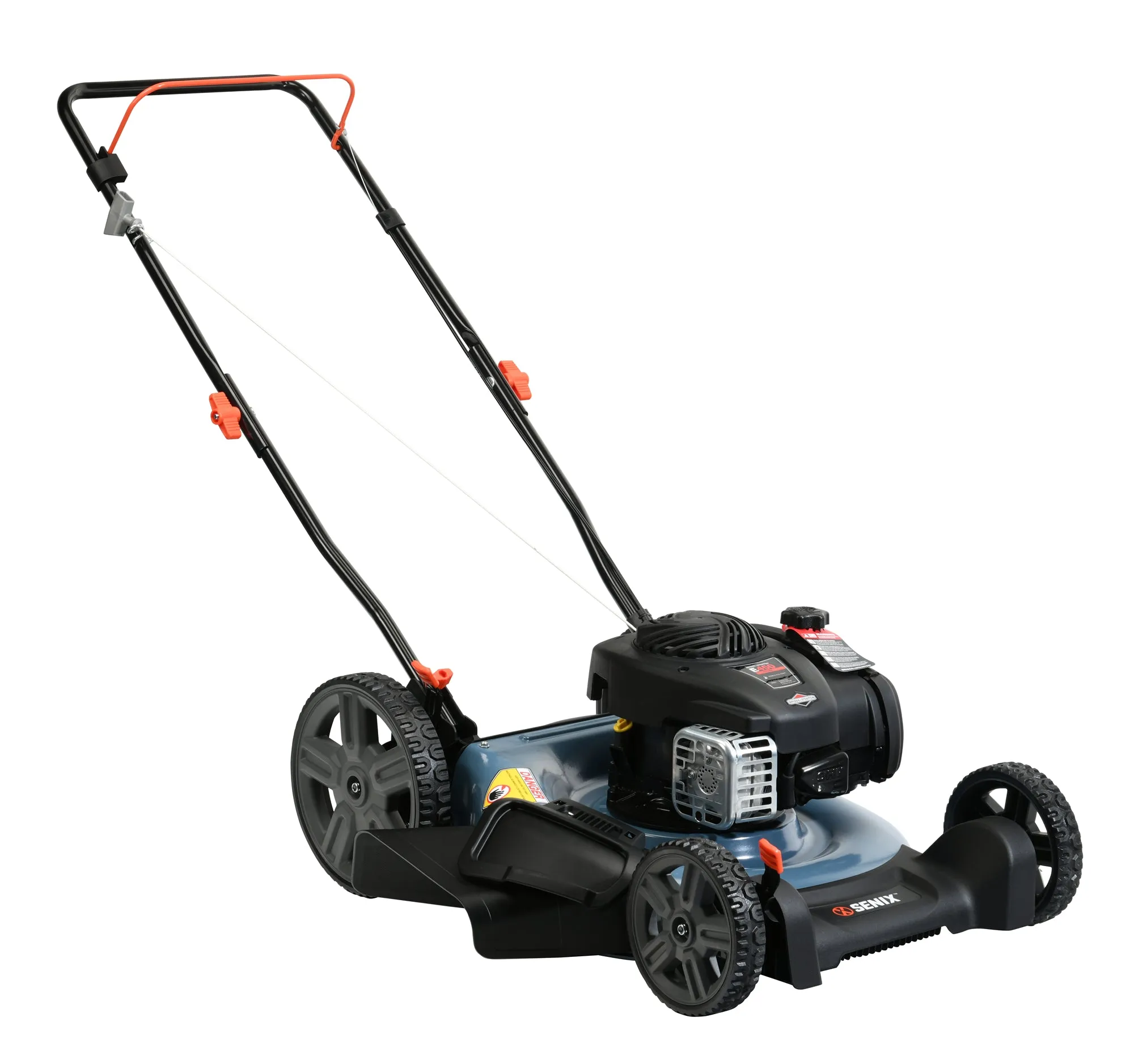 21-Inch 125cc Gas Powered Push Lawn Mower, 2-In-1, Mulch and Side Discharge, High Rear Wheels, LSPG-M4