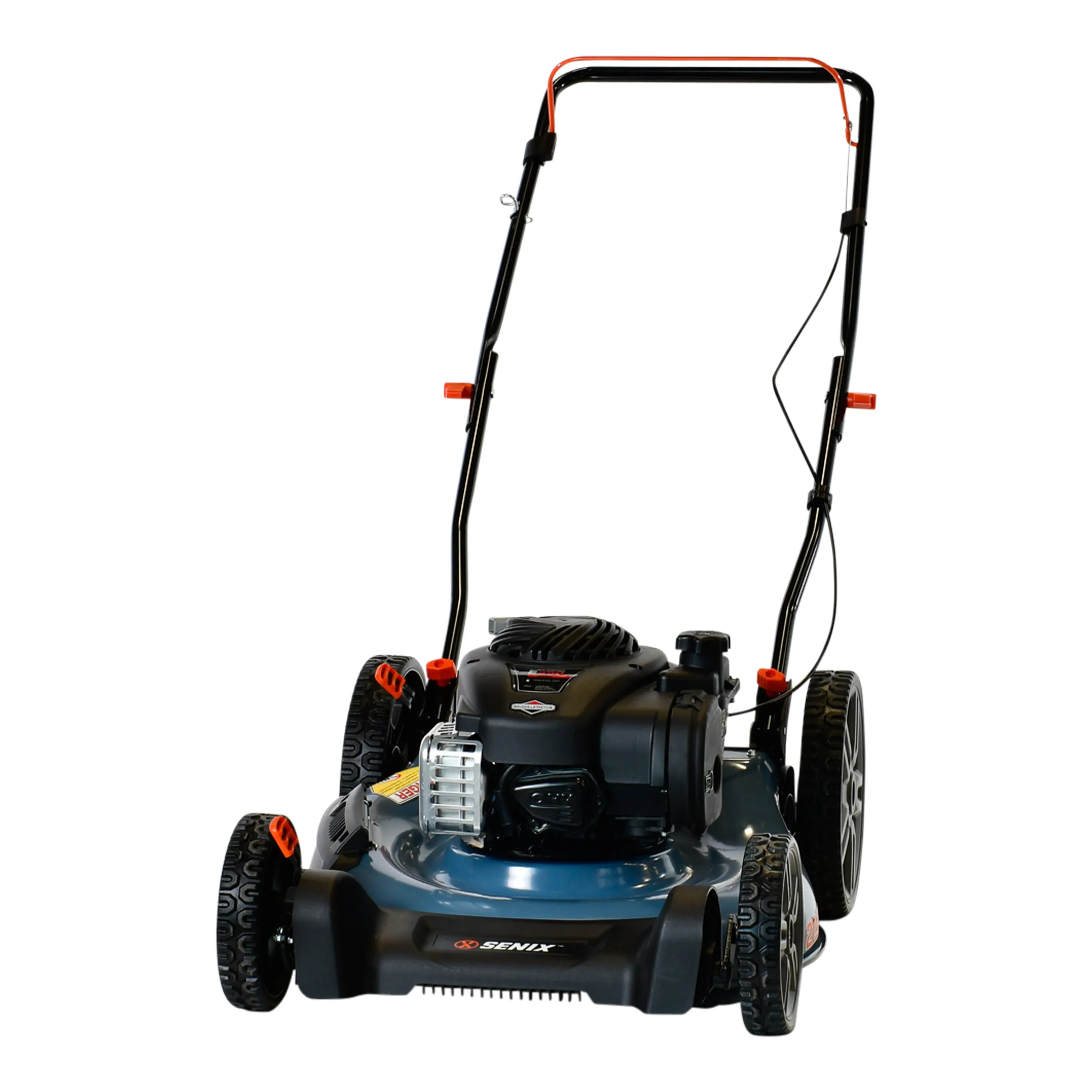 21-Inch 125cc Gas Powered Push Lawn Mower, 2-In-1, Mulch and Side Discharge, High Rear Wheels, LSPG-M4