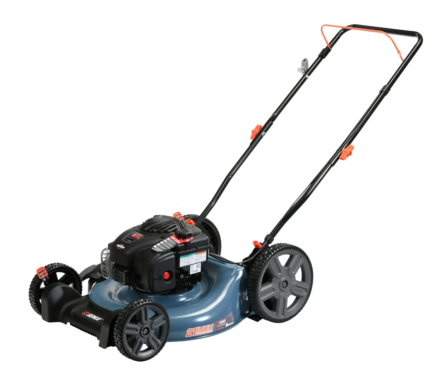 21-Inch 140cc Gas Powered Push Lawn Mower, 2-In-1, Mulch and Side Discharge, High Rear Wheels, LSPG-M6