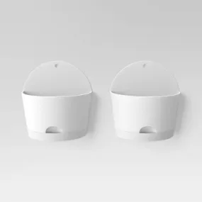 2pc Self-Watering Wall Half-Circle Indoor Outdoor Planter Pots White 8"x4.75" - Room Essentials: Polypropylene, No Assembly Required