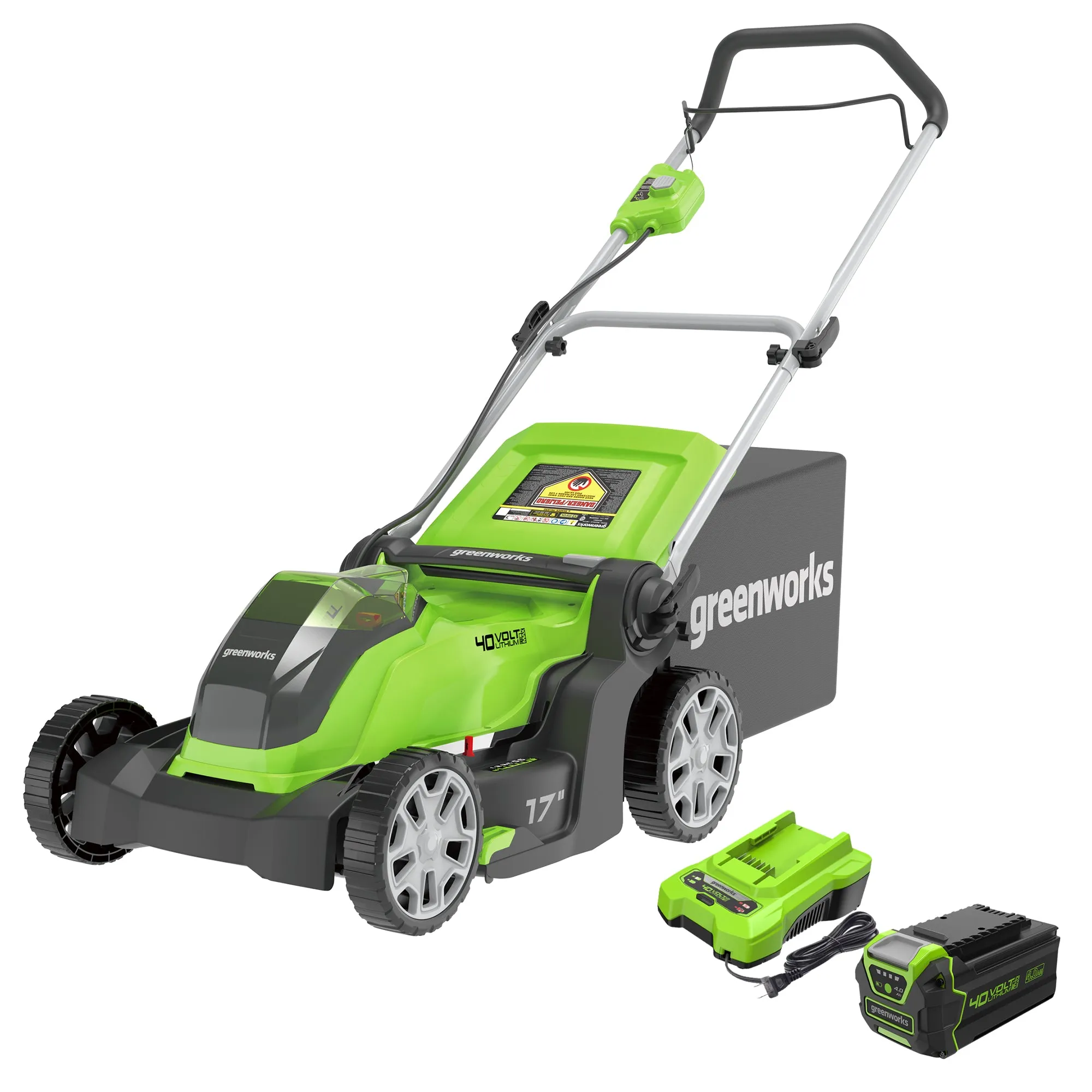 40V 17" Cordless Battery Push Lawn Mower w/ 4.0Ah Battery & Charger