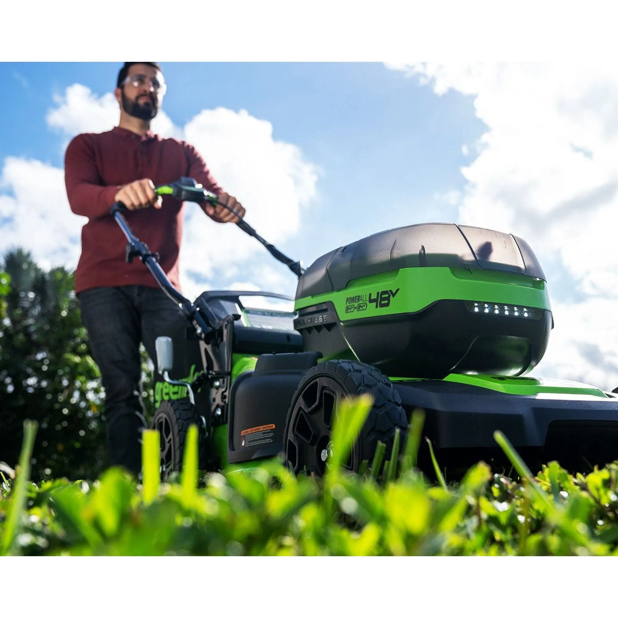 48V (2x24V) 20" Cordless Battery Push Mower w/ (2) 4.0Ah USB Batteries & Charger