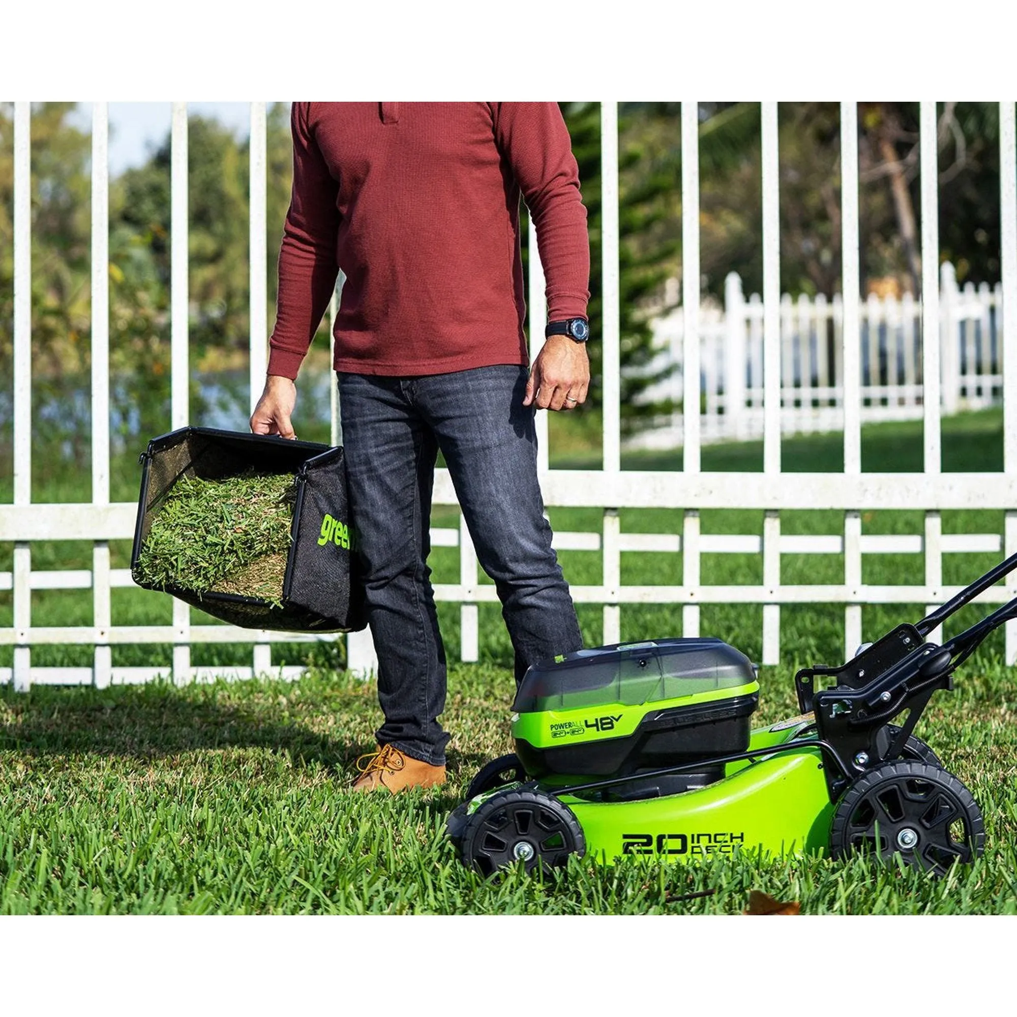 48V (2x24V) 20" Cordless Battery Push Mower w/ (2) 4.0Ah USB Batteries & Charger