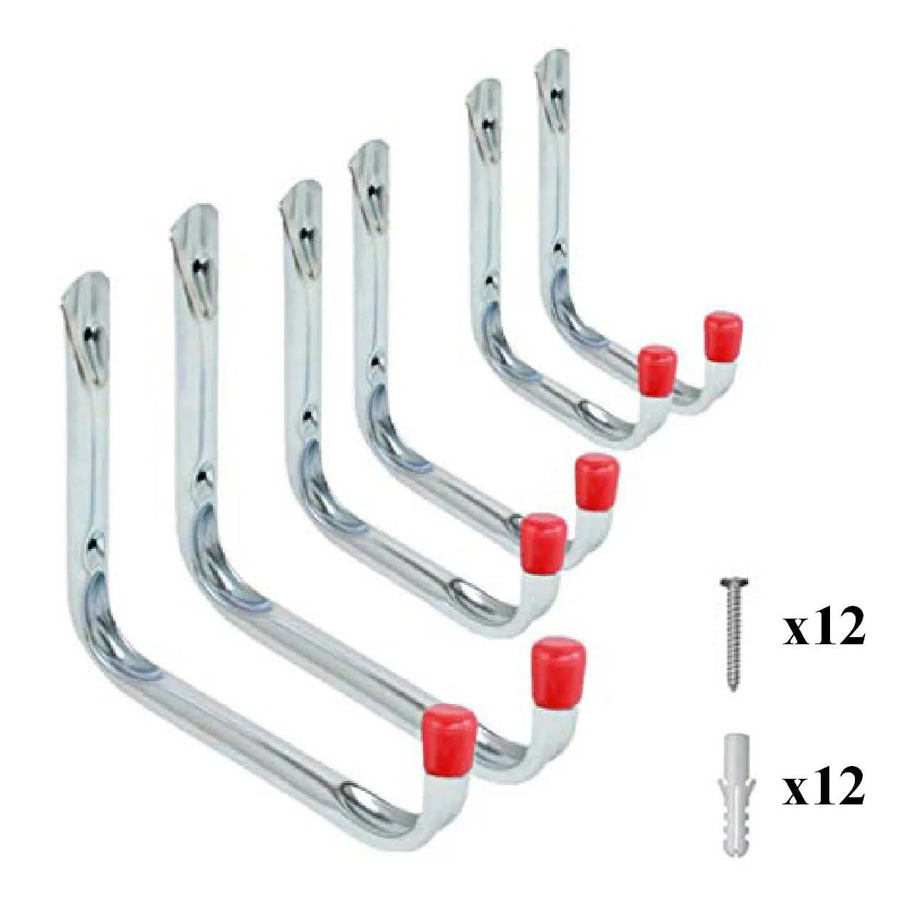 6 x Assorted Chrome Storage Hooks Wall Mounted