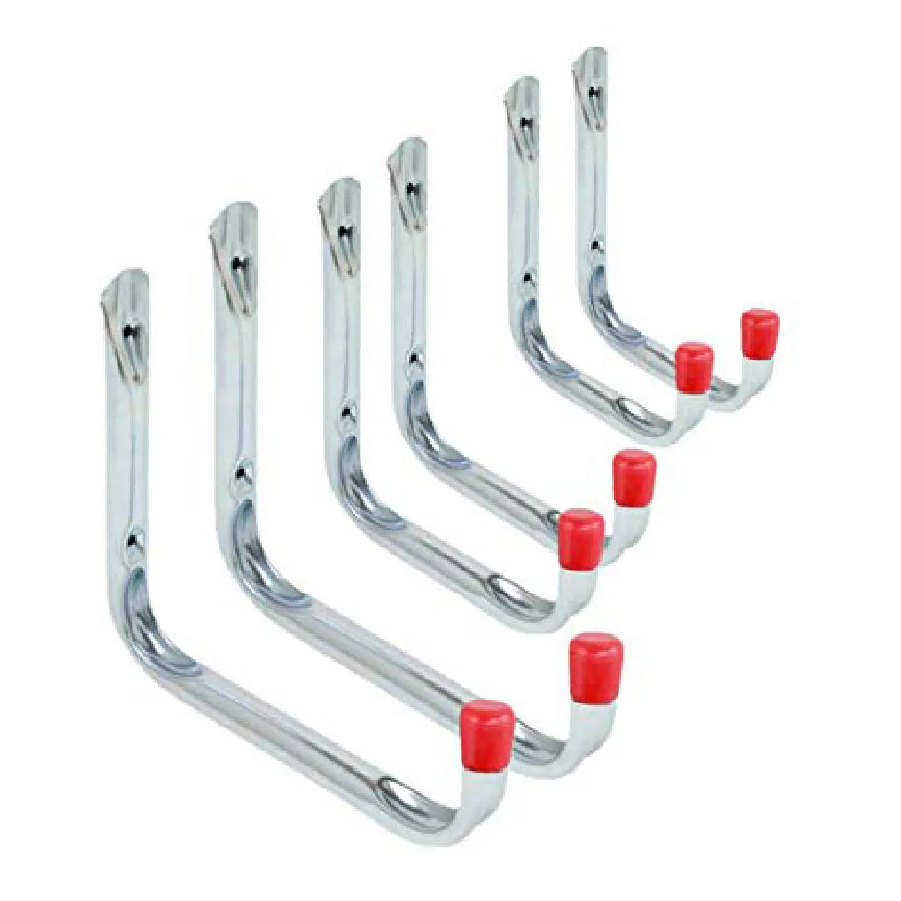 6 x Assorted Chrome Storage Hooks Wall Mounted