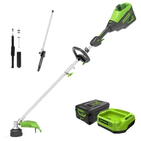 60V 16" Cordless Battery String Trimmer (Attachment Capable) & 10" Polesaw Attachment Combo Kit w/ 4.0 Ah Battery & Charger