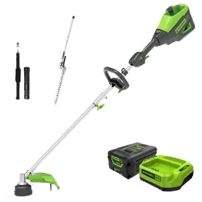 60V 16" Cordless Battery String Trimmer (Attachment Capable) & 16" Hedge Trimmer Attachment Combo Kit w/ 4.0 Ah Battery & Charger