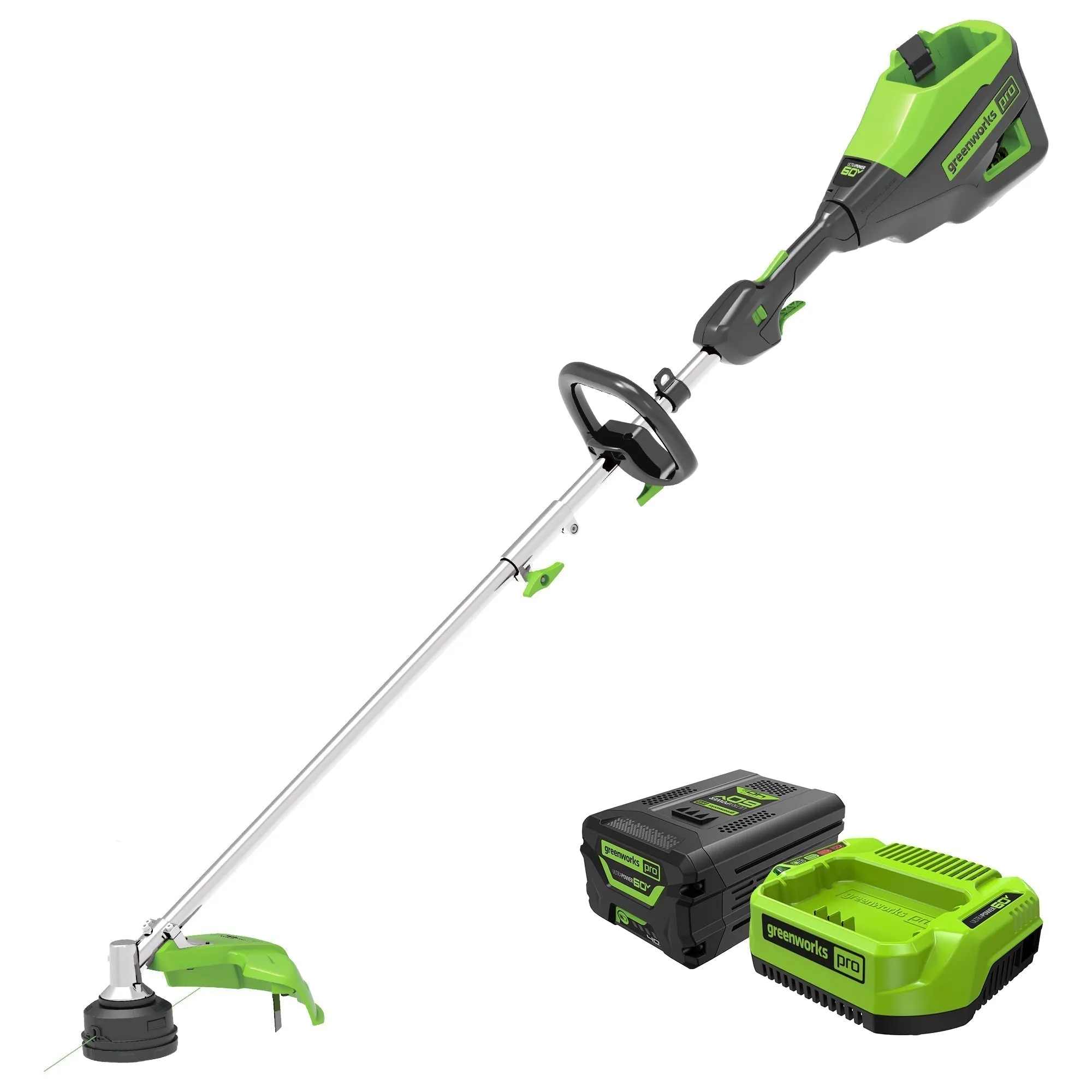 60V 16" Cordless Battery String Trimmer (Attachment Capable) & 5 Pcs Attachments Combo Kit w/ 4.0 Ah Battery & Charger