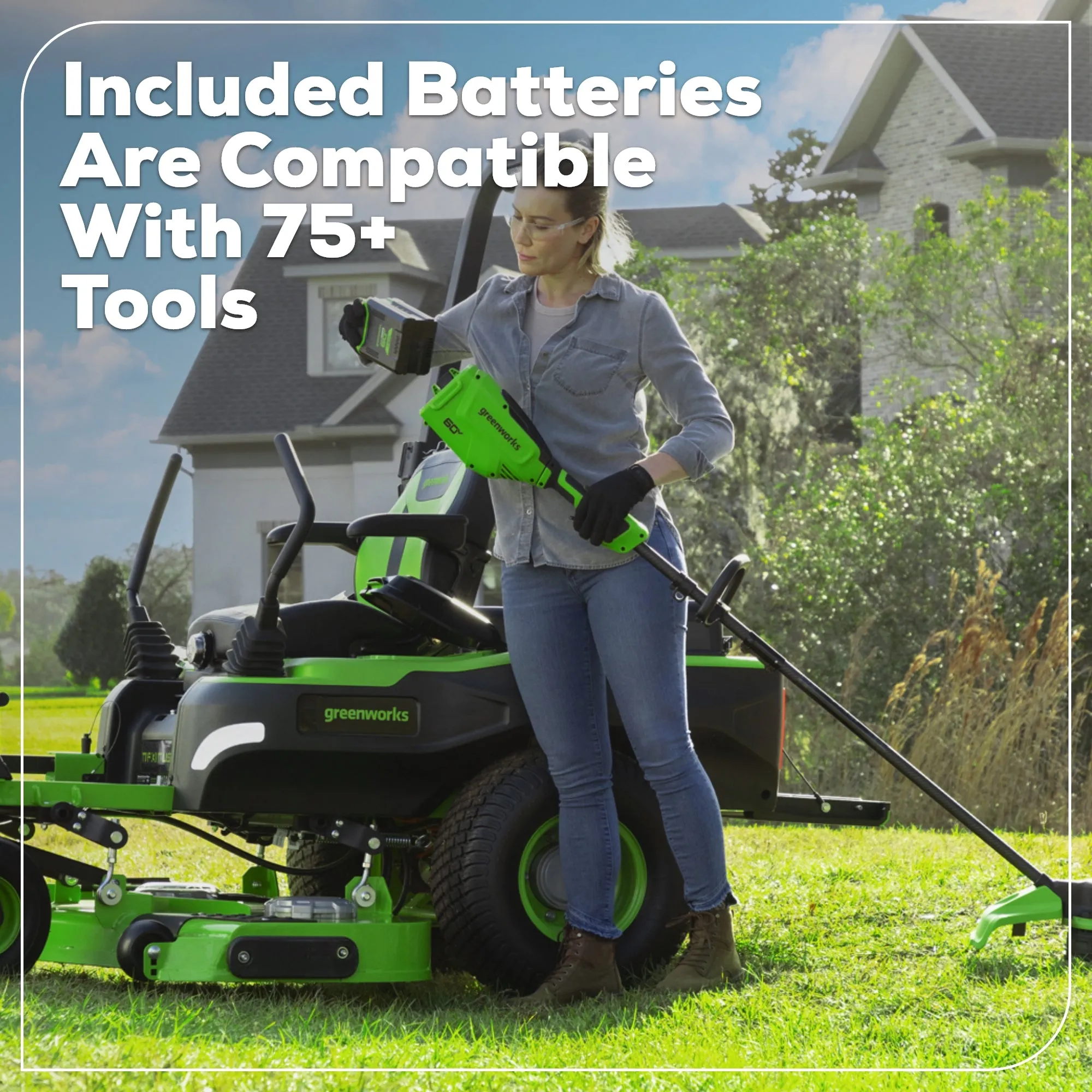 80V 60" MaximusZ Zero Turn Lawn Mower w/ (4) 8Ah Batteries, (2) 16Ah Batteries & 1.5kW Wall Charger