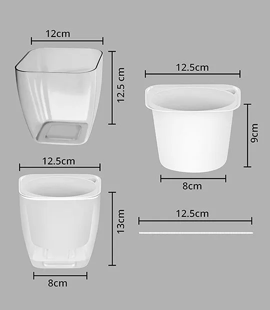 ABOUT SPACE Self Watering Pot - 5 Inch Plastic Automatic Watering Planters with Transparent Pot for Succulent, Foliage Plants, and Herbs - Indoor, Outdoor, Balcony, Garden, Home (Set of 2, Only Pots)