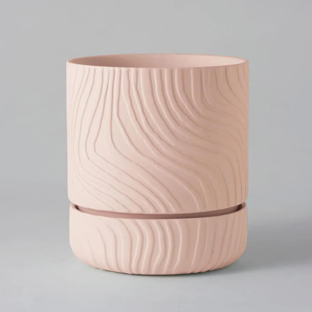 Abstract Relief Plant Pot - Soft Pink