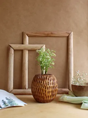 Carved Spherical Planter