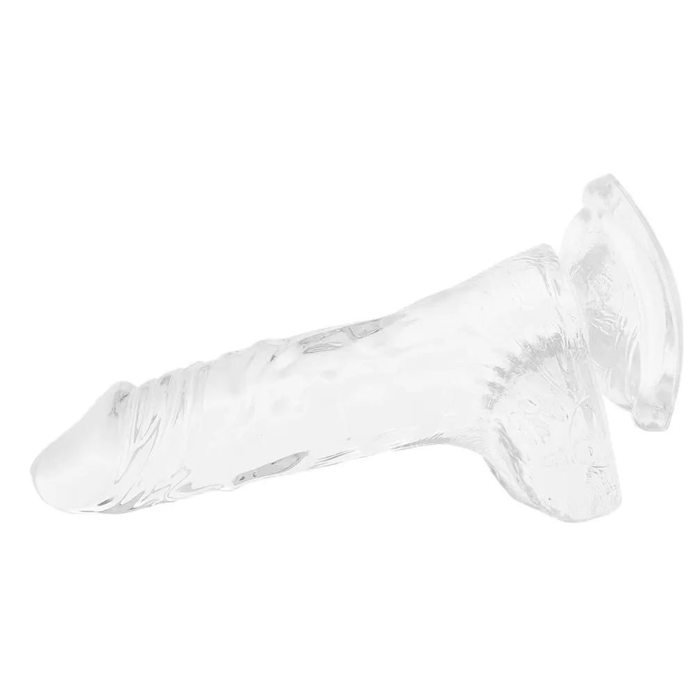 Clear 4 Inch Suction Cup Dildo With Balls