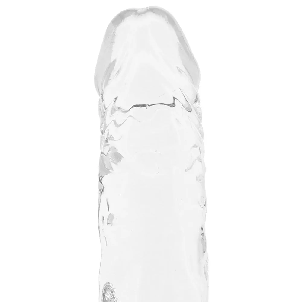 Clear 4 Inch Suction Cup Dildo With Balls