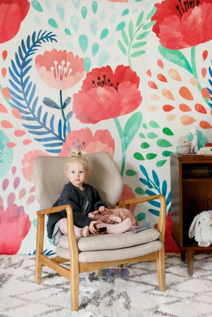 Crimson Poppy Wall Mural by Anewall