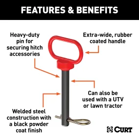 CURT 45804 CURT 45804 5/8 x 4-Inch Clevis Pin Hitch with Rubber-Coated Handle and Clip