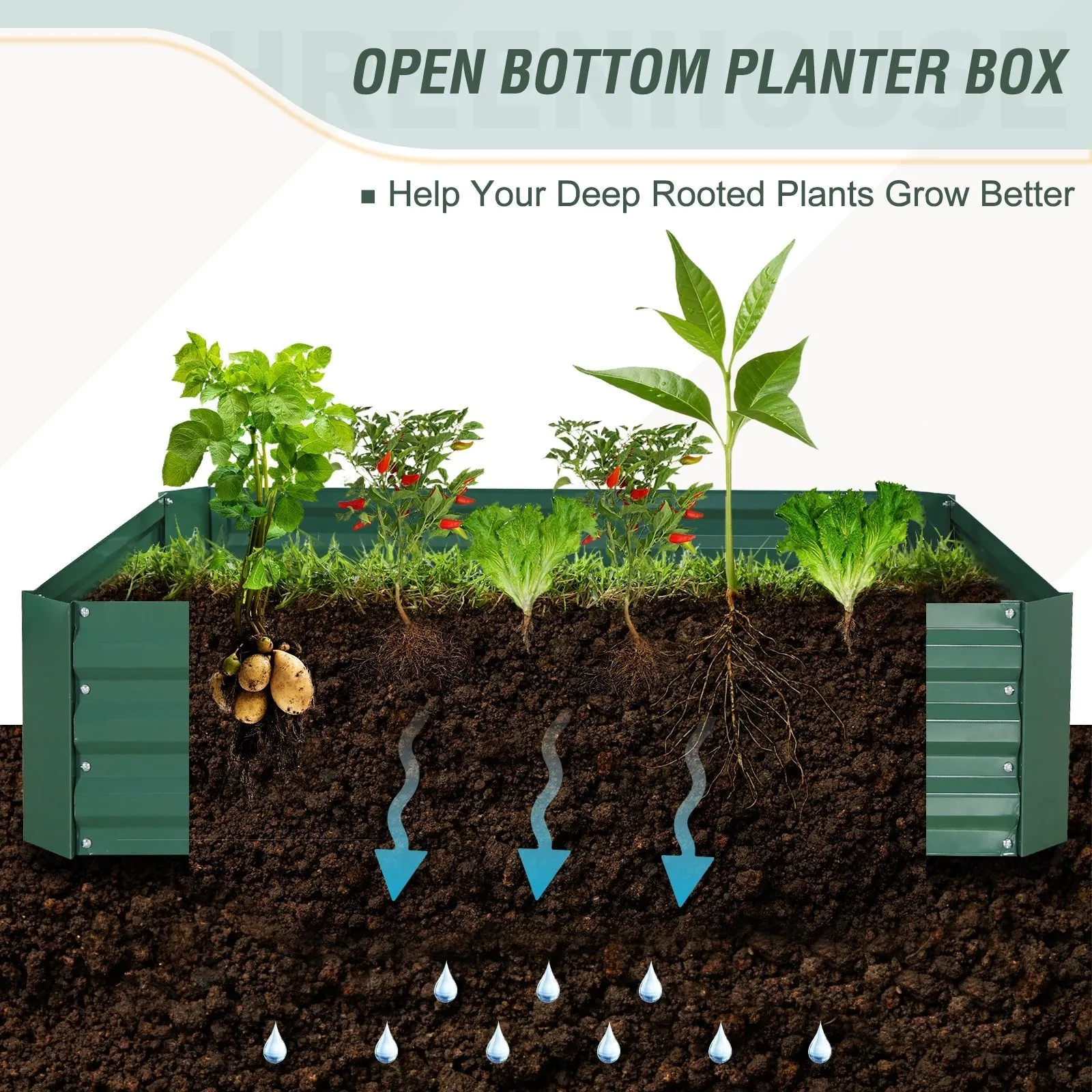 EAGLE PEAK 4x3x1 Outdoor Raised Garden Bed with Greenhouse 2 Zippered Windows