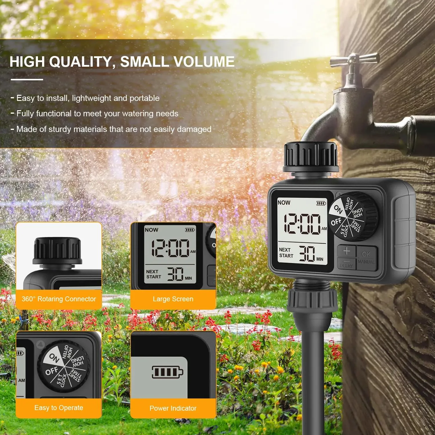 HIVAGI Garden Water Timer: Effortless Automatic Irrigation for Gardens, Lawns, and Greenhouses.