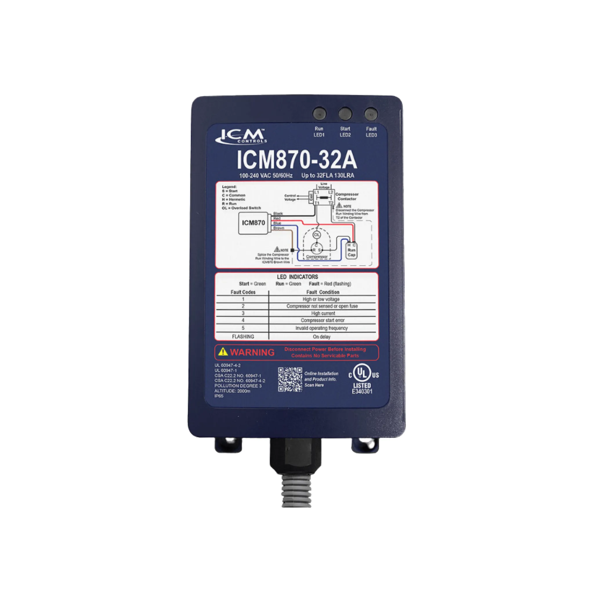 ICM870-32A Soft Start, Built-in Start Capacitor, Over/Under Voltage Monitoring, Over-Current Protection, Current 32A