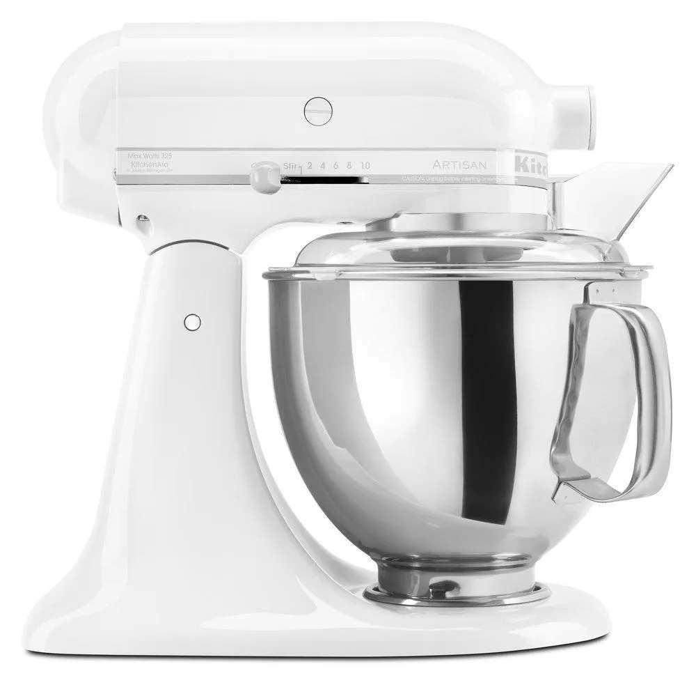 KitchenAid KSM150PSWW Artisan Series 5-Qt. Stand Mixer with Pouring Shield - White On White