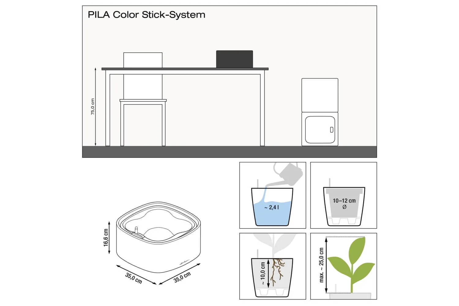 Pila Color plant box for 4 flower pots