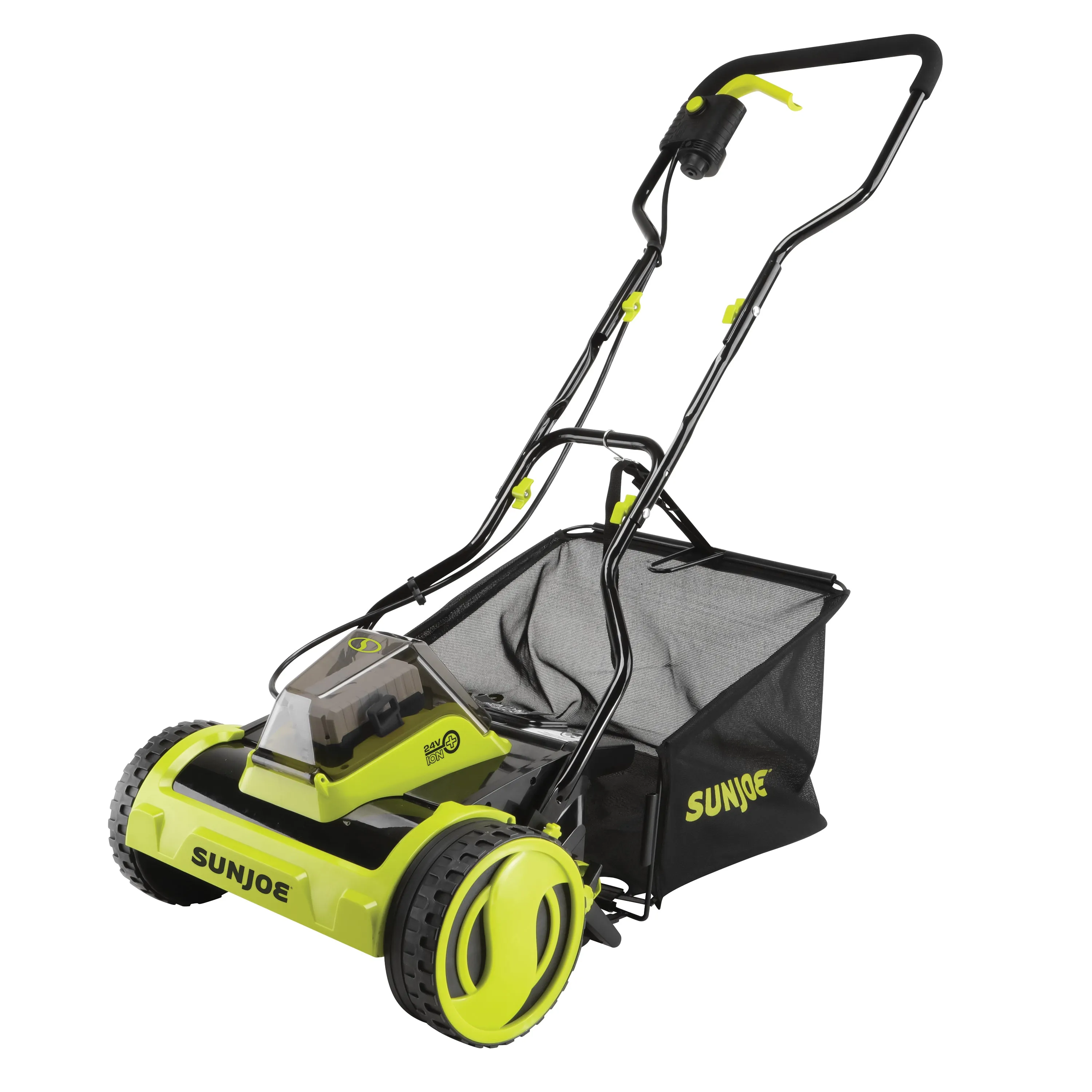 Sun Joe 24V-CRLM15 24-Volt* IONMAX Cordless Push Reel Mower W/ Collection Bag | 15-inch | W/ 4.0-Ah Battery   Charger