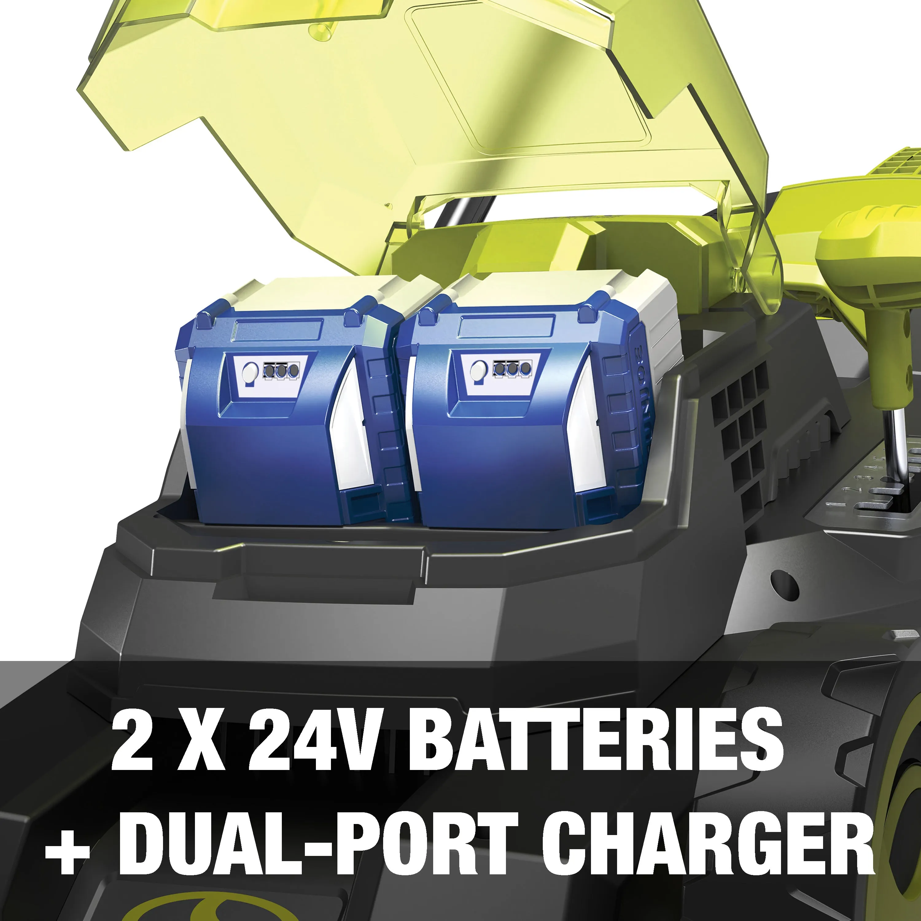 Sun Joe 24V-X2-16LM 48-Volt* IONMAX Cordless Brushless Lawn Mower Kit | 16-Inch | 12-Gallon Collection Bag | Comfort Grip | 6-Position Height Adjustment | W/ 2 x 4.0-Ah Batteries   Charger