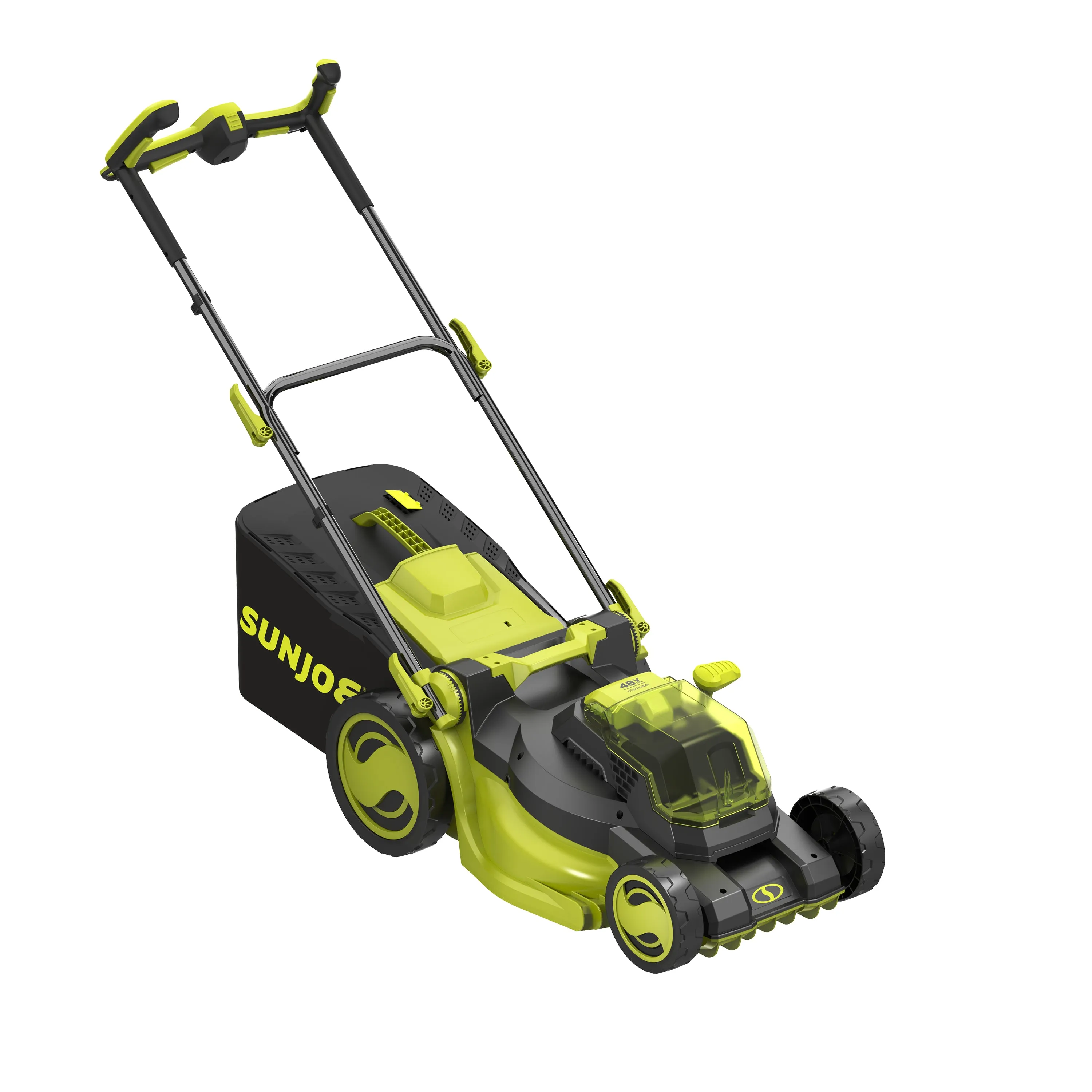 Sun Joe 24V-X2-16LM-CT 48-Volt IONMAX Cordless Brushless Lawn Mower | W/ 12-Gallon Collection Bag | 16-Inch | Comfort Grip | One Touch 6-Position Height Adjustment | Tool Only