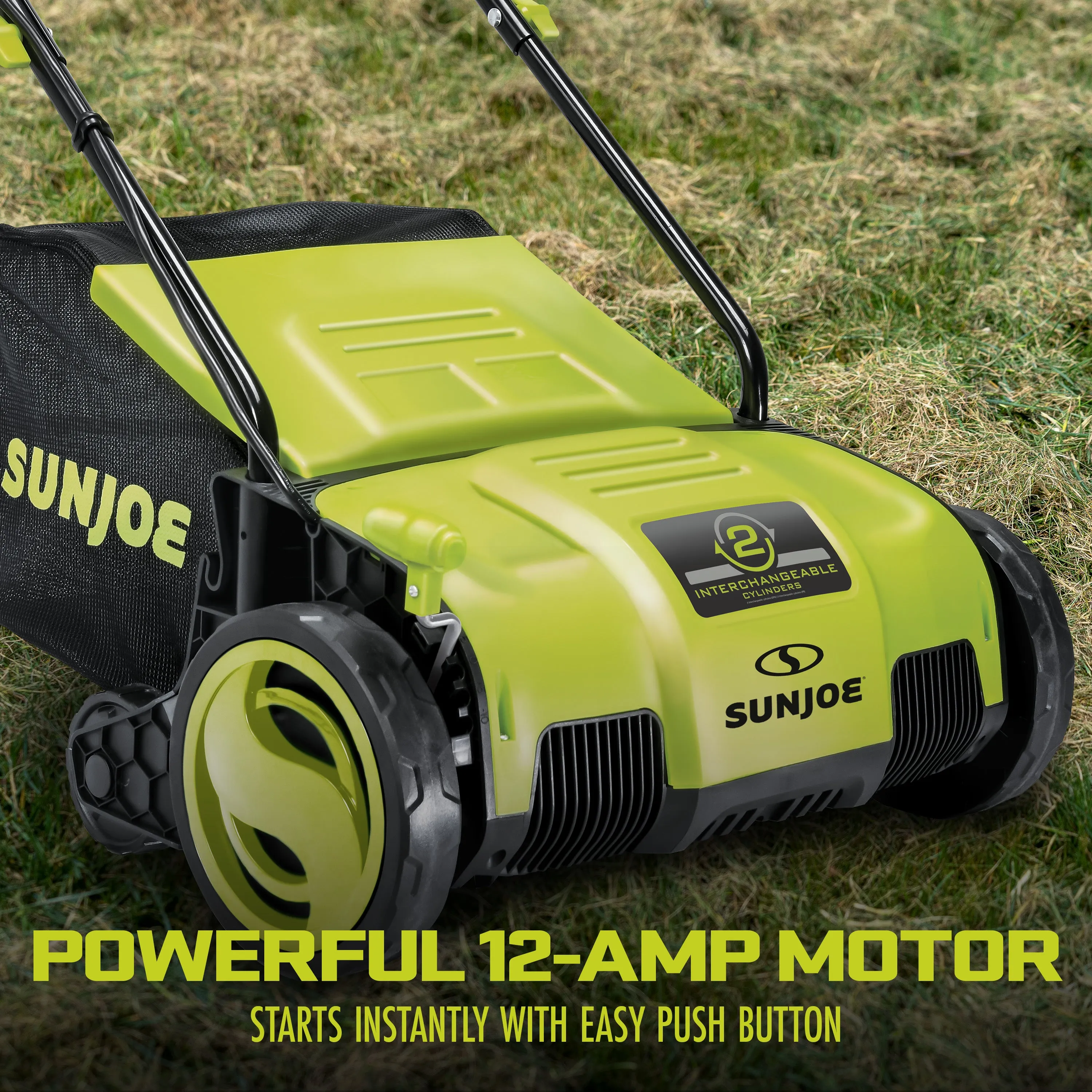 Sun Joe AJ798E Electric Lawn Dethatcher   Scarifier W/ Collection Bag | 12.6-inch | 12-Amp | AirBoost Technology