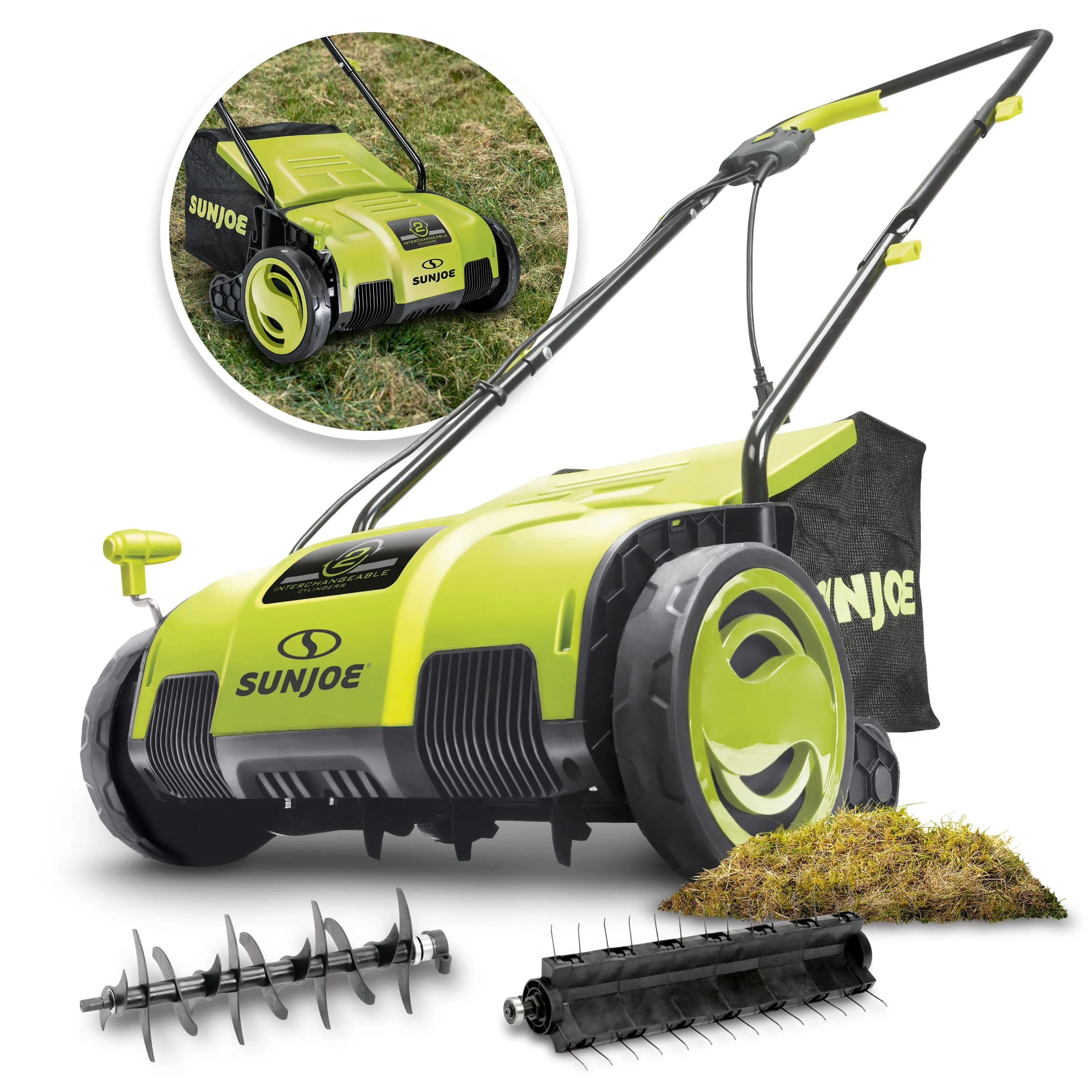 Sun Joe AJ798E Electric Lawn Dethatcher   Scarifier W/ Collection Bag | 12.6-inch | 12-Amp | AirBoost Technology