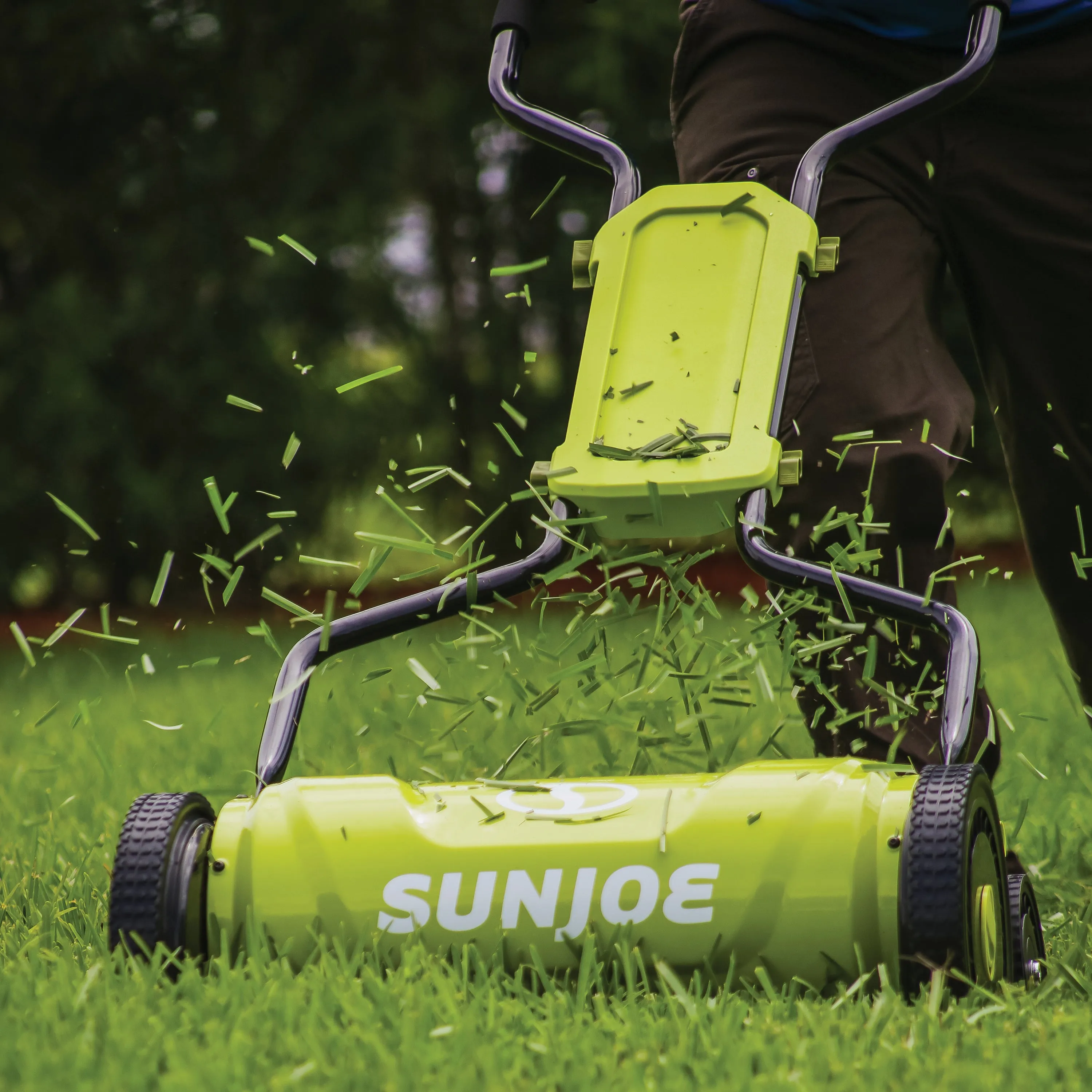 Sun Joe MJ1800M Silent Push Reel Mower | 5-Position | 18-inch Quad-Wheel