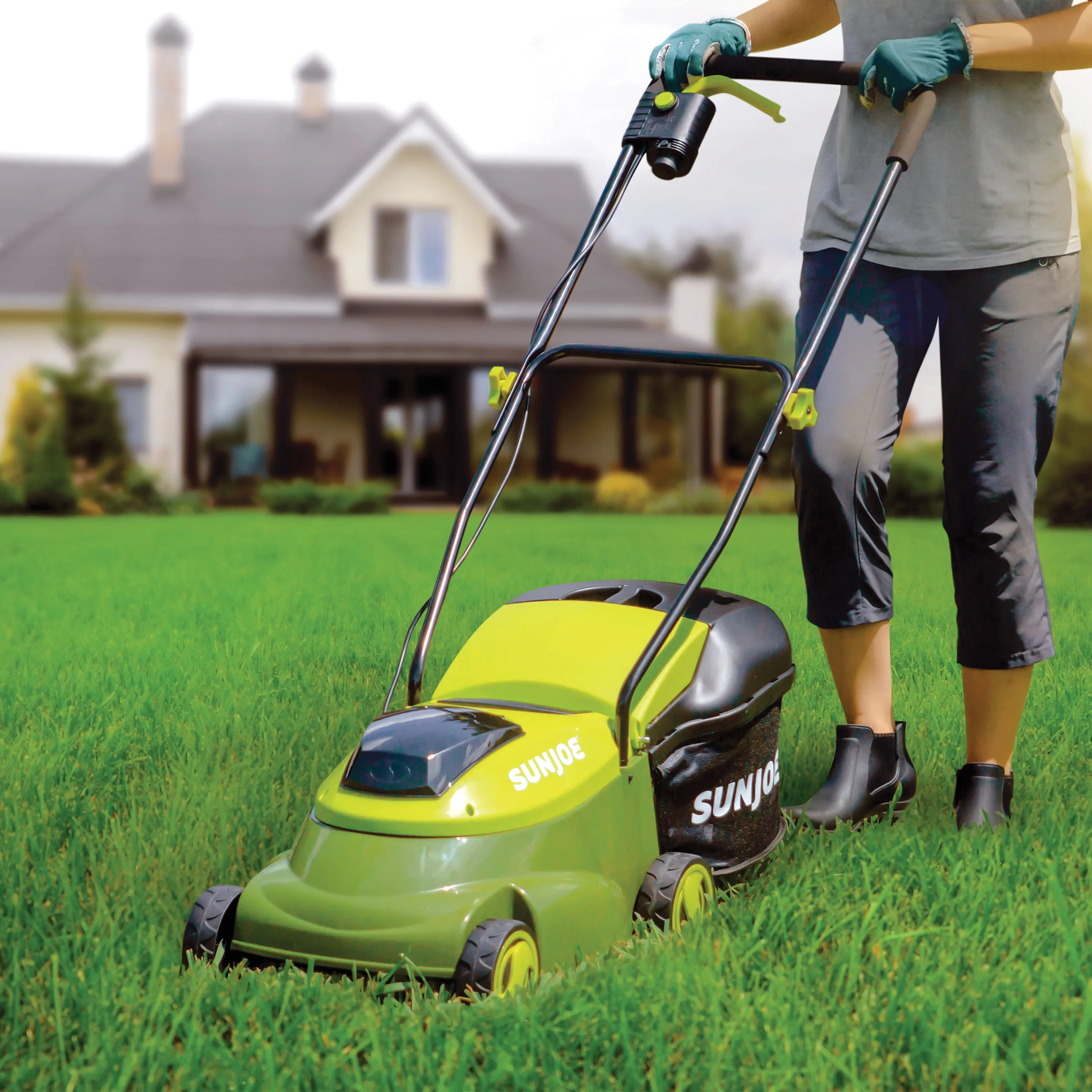 Sun Joe MJ24C-14-XR 24-Volt* IONMAX Cordless Brushless Lawn Mower Kit | 14-inch | W/ 5.0-Ah Battery   Charger