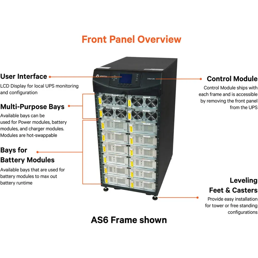 Vertiv AS3A0NCVGNNXLKB Liebert APS 5kVA Scalable to 15kVA N 1| 208V Single Phase Modular UPS